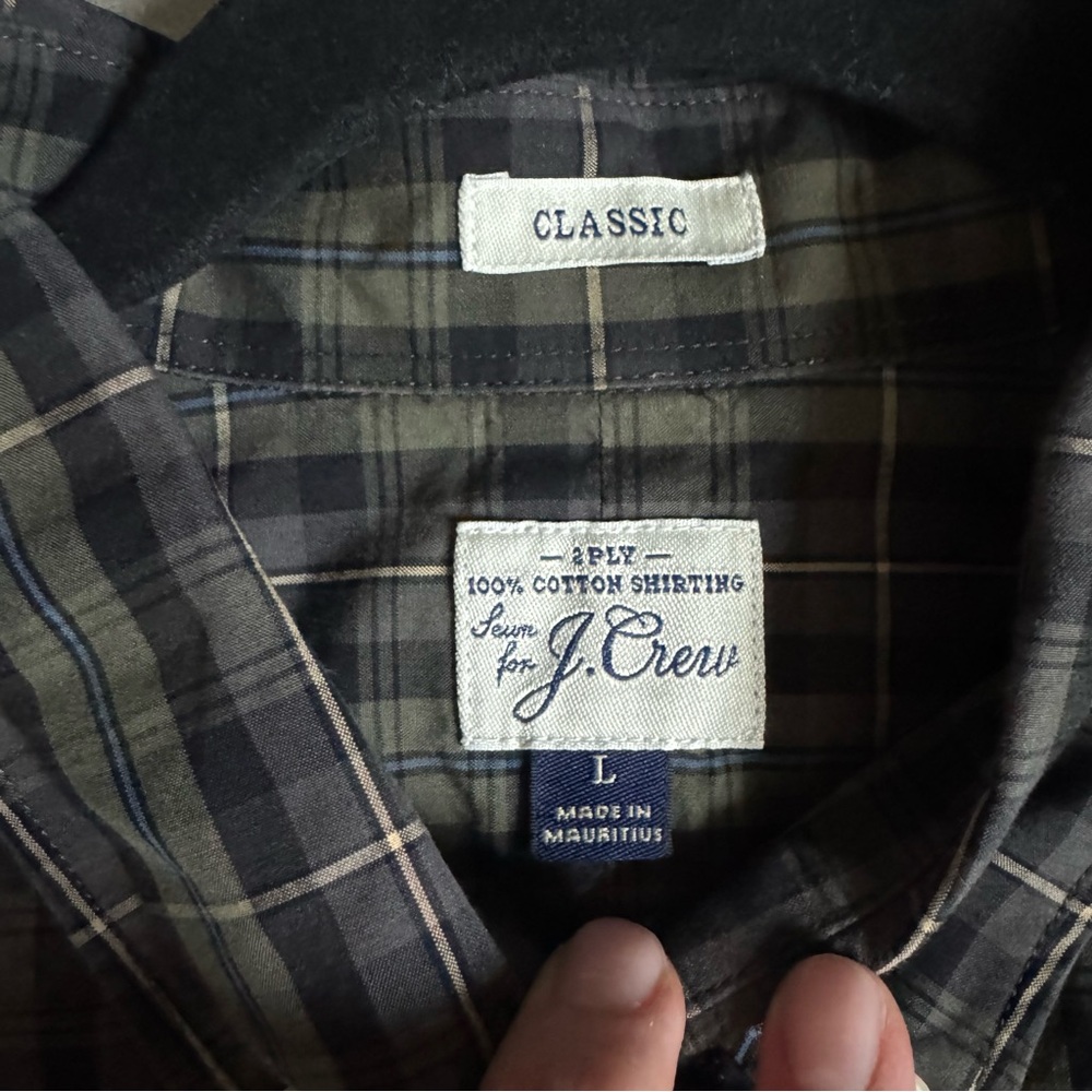 J.Crew Classic Fit Green/Black Plaid Button Down Shirt Men’s Large - Picture 2 of 4